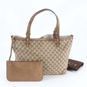 Gucci handbag with pouch, GG canvas, 247209, leather tote bag, handbag, shoul...